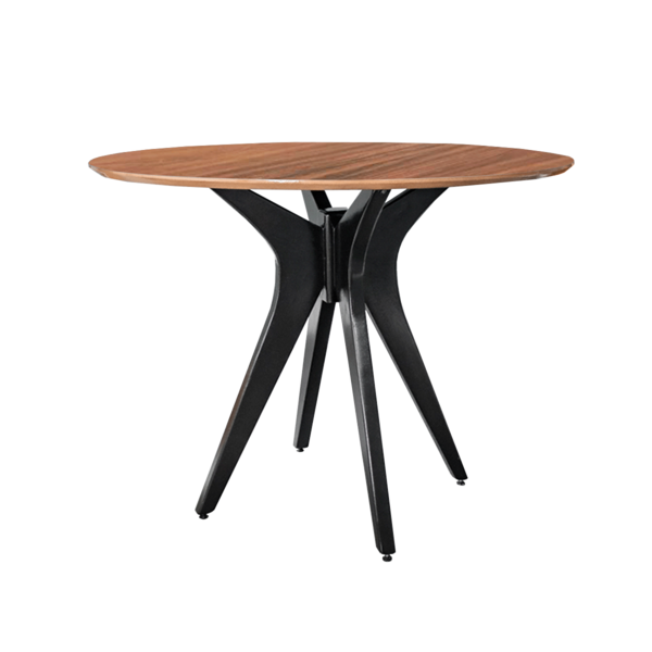 Mesa De Jantar Gataíba Com Base Preta E Tampo De Madeira - Vá