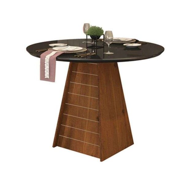 Mesa De Jantar Gris Tampo Redondo 1035 X 1035mm Chanfrado 25m