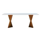 Mesa De Jantar Gus 200x100cm Tampo Mdf Laqueado Com Vidro - A