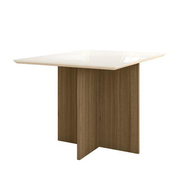 Mesa De Jantar Helo 120cm Com Vidro Carvalho/off White - Poli