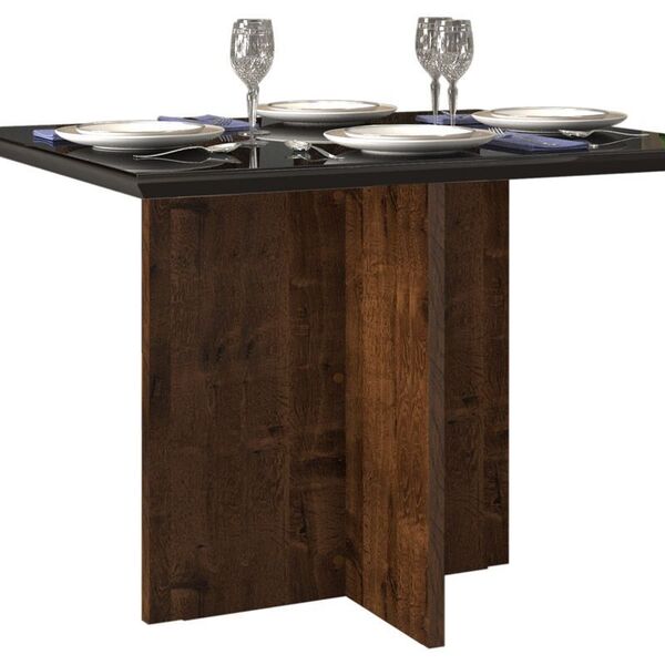 Mesa De Jantar Hera Tampo Chanfrado Com Vidro 108,5 Cm X 90 C