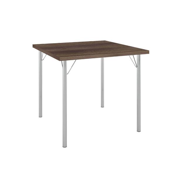 Mesa De Jantar Industrial 80 Cm Em Aço - Castanho/cromado