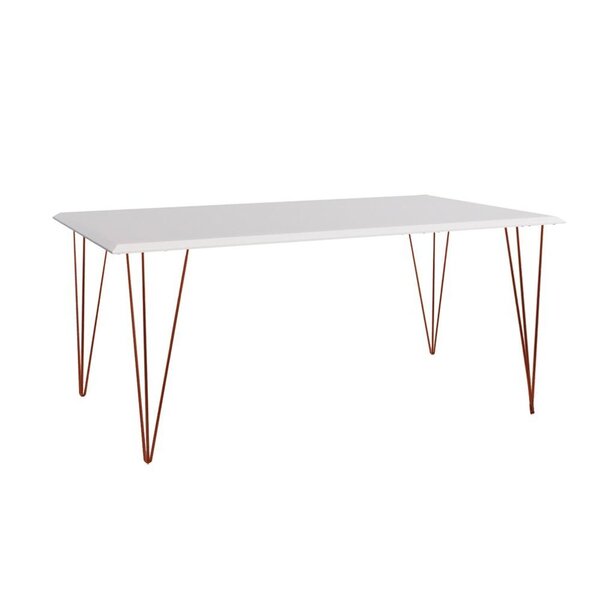 Mesa De Jantar Industrial Clips De Ferro Cobre Tampo Retangul