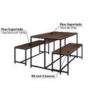Mesa De Jantar Industrial Easy Com Bancos - Preto/castanho