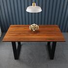 Mesa De Jantar Industrial Odin Madeira Maciça E Aço 160x90
