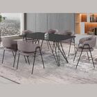 Mesa De Jantar Iris Retangular Preto 140 X 90 Cm Base Metal P