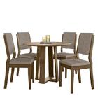 Mesa De Jantar Isabela 100x100 Tampo Madeirado Com 4 Cadeiras