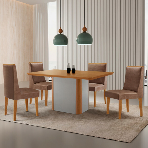 Mesa De Jantar Isadora 120cm Tampo Canto Copo Mdf Laminado Co
