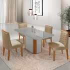 Mesa De Jantar Isadora 120cm Tampo Canto Copo Mdf Vidro Com 4