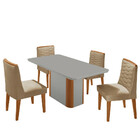 Mesa De Jantar Isadora 120cm Tampo Canto Copo Mdf Vidro Com 4