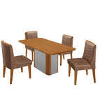 Mesa De Jantar Isadora 120cm Tampo Mdf Laminado Com 4 Cadeira