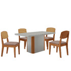 Mesa De Jantar Isadora 120cm Tampo Mdf Vidro Com 4 Cadeiras C