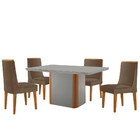Mesa De Jantar Isadora 120cm Tampo Mdf Vidro Com 4 Cadeiras L