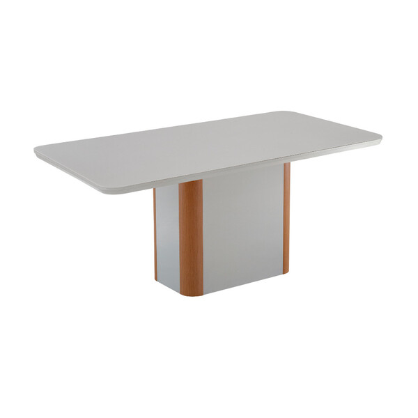 Mesa De Jantar Isadora 180cm Tampo Mdf E Vidro Canto Copo Mod