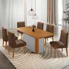 Mesa De Jantar Isadora 180cm Tampo Mdf Laminado Com 6 Cadeira
