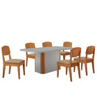Mesa De Jantar Isadora 180cm Tampo Mdf Vidro Com 6 Cadeiras C