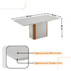 Mesa De Jantar Isadora 180cm Tampo Mdf Vidro Com 6 Cadeiras L