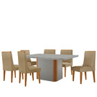 Mesa De Jantar Isadora 180cm Tampo Mdf Vidro Com 6 Cadeiras L