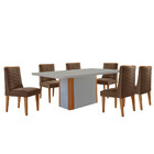 Mesa De Jantar Isadora 180cm Tampo Mdf Vidro Com 6 Cadeiras S