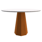 Mesa De Jantar Isis 120x120 C/ Vidro Ypê/off White - Folk Móv
