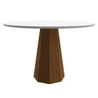 Mesa De Jantar Isis 120x120 Off White/imbuia - Folk Móveis