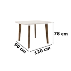 Mesa De Jantar Jade 4 Lugares Off White Com Vidro Pés Oblongo