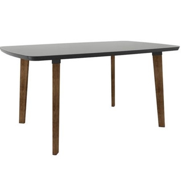 Mesa De Jantar Jade 6 Lugares Black Com Vidro Pés Oblongos –