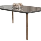 Mesa De Jantar Jade 6 Lugares Cinza Com Vidro Pés Oblongos –