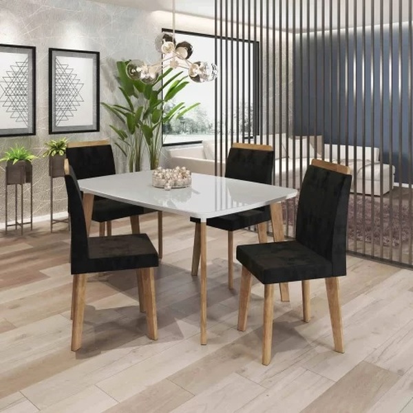 Mesa De Jantar Jade Com 4 Cadeiras Diamante Pés Oblongo Off W