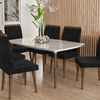 Mesa De Jantar Jade Com 6 Cadeiras Diamante Pés Palito Off Wh