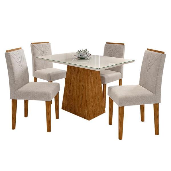 Mesa De Jantar Jasmin 120x80 Com 4 Cadeiras Amanda - Pr Móveis