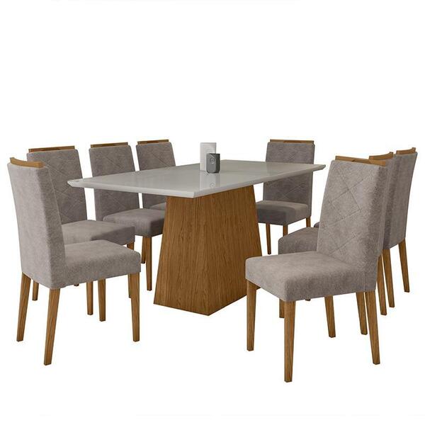 Mesa De Jantar Jasmin 180x90 Com 8 Cadeiras Caroline - Pr Móv