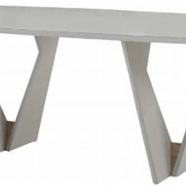 Mesa De Jantar Kamerik Base Off White Tampo De Vidro 220cm -