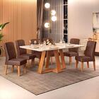 Mesa De Jantar Kiara 160cm Com 6 Cadeiras Lídia D04 Carvalho