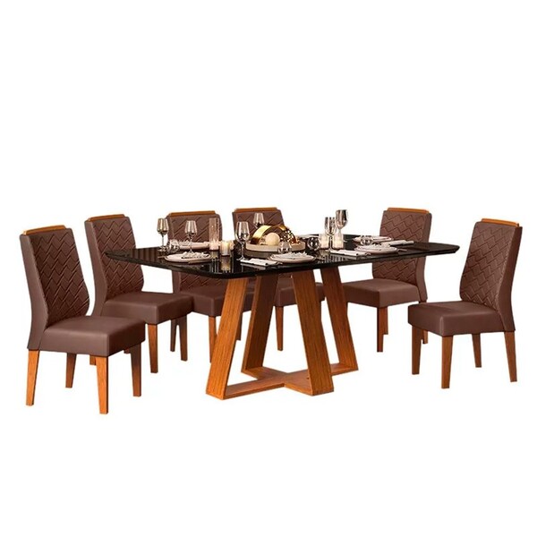Mesa De Jantar Kiara 160cm Com 6 Cadeiras Lídia D04 Freijó/pr