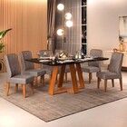 Mesa De Jantar Kiara 160cm Com 6 Cadeiras Lídia D04 Freijó/pr