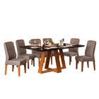 Mesa De Jantar Kiara 160cm Com 6 Cadeiras Lídia D04 Freijó/pr