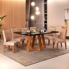 Mesa De Jantar Kiara 160cm Com 6 Cadeiras Lídia D04 Freijó/pr