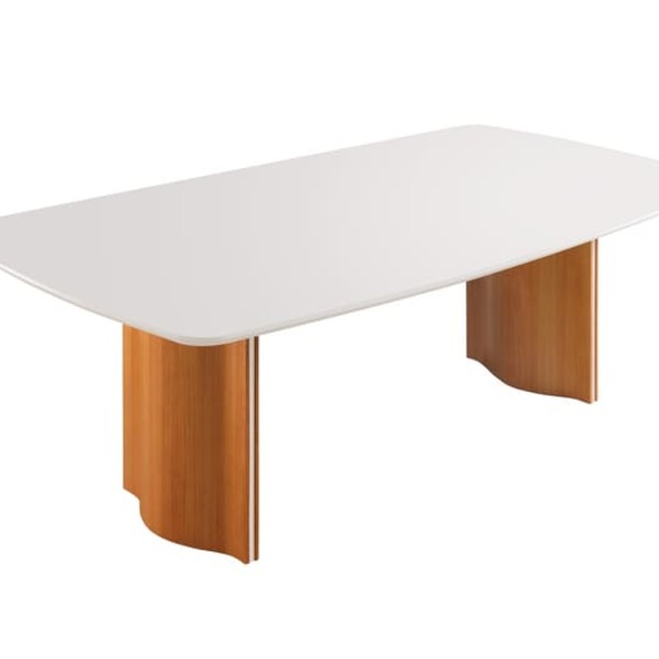 Mesa De Jantar Laminada Vidro River Requinte Salas
