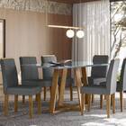 Mesa De Jantar Lectus 160x90 Cinza Com 6 Cadeiras Amanda Linh