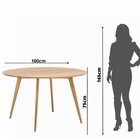 Mesa De Jantar Leda Base Metal 100cm Redonda Mdf Ttx Freijó