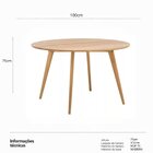 Mesa De Jantar Leda Base Metal 100cm Redonda Mdf Ttx Freijó