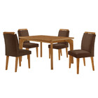 Mesa De Jantar Liz 120cm Mdf Canto Copo E Com 4 Cadeiras Athe