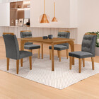 Mesa De Jantar Liz 120cm Mdf Canto Copo E Com 4 Cadeiras Carol
