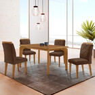 Mesa De Jantar Liz 120cm Mdf Canto Copo E Com 4 Cadeiras Meli