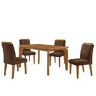 Mesa De Jantar Liz 120cm Mdf Canto Copo E Com 4 Cadeiras Meli