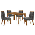 Mesa De Jantar Liz 120cm Mdf Canto Copo E Com 4 Cadeiras Safi