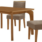 Mesa De Jantar Liz 120cm Mdf Canto Copo E Com 4 Cadeiras Safi