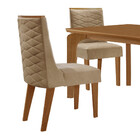 Mesa De Jantar Liz 120cm Mdf Canto Copo E Com 4 Cadeiras Safi