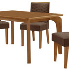 Mesa De Jantar Liz 120cm Mdf Canto Copo E Com 4 Cadeiras Safi